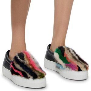 Joshua Sanders Rainbow‎ Mink Leather Slip Ons